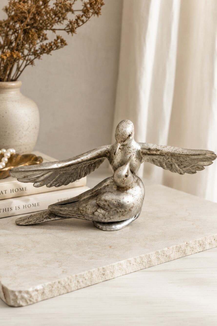 Anthony Freeman Hagen Renaker Silver Ceramic Loving Doves Damaged MCM Vintage
